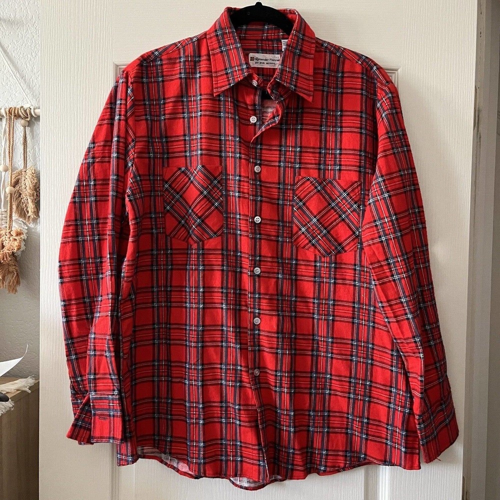 Vintage Highlander Flannel By Bud Berma Red Plaid